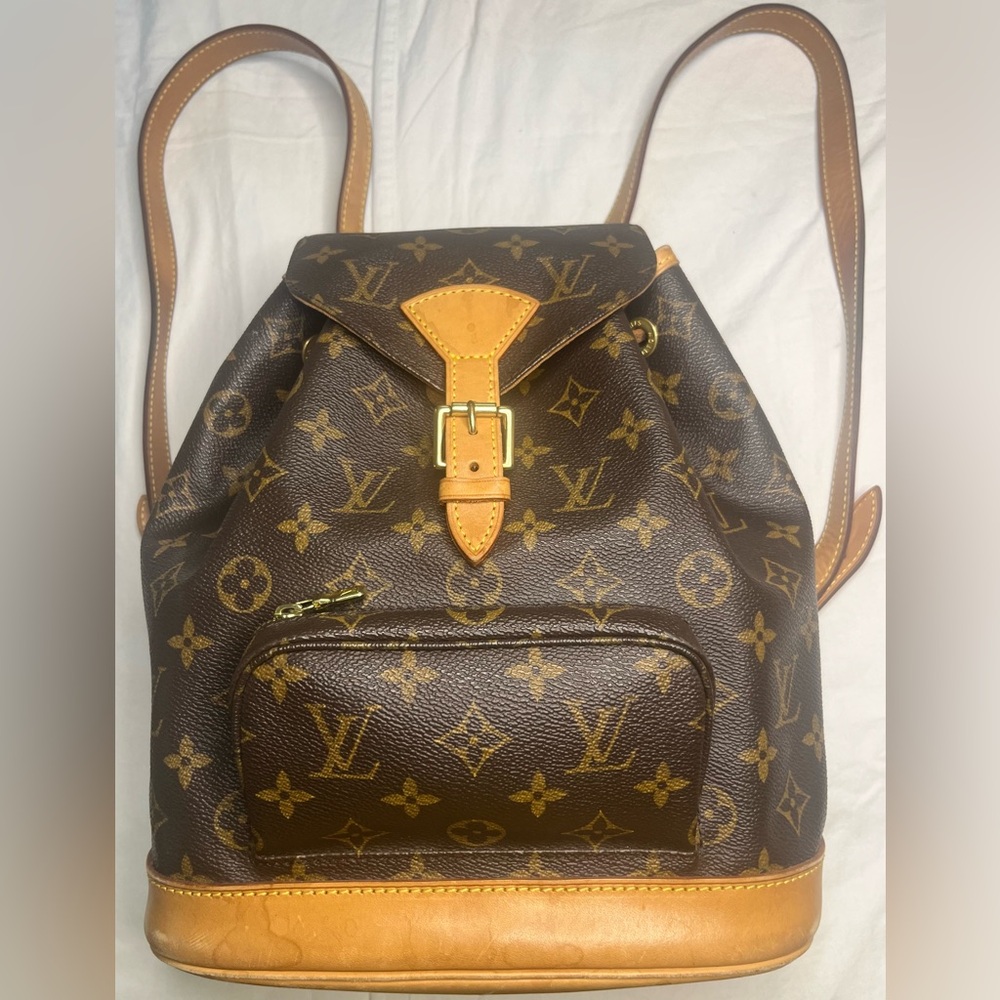 Louis Vuitton Montsouris Backpack MM Brown Canvas Vintage Hobo Bucket Metis Bag